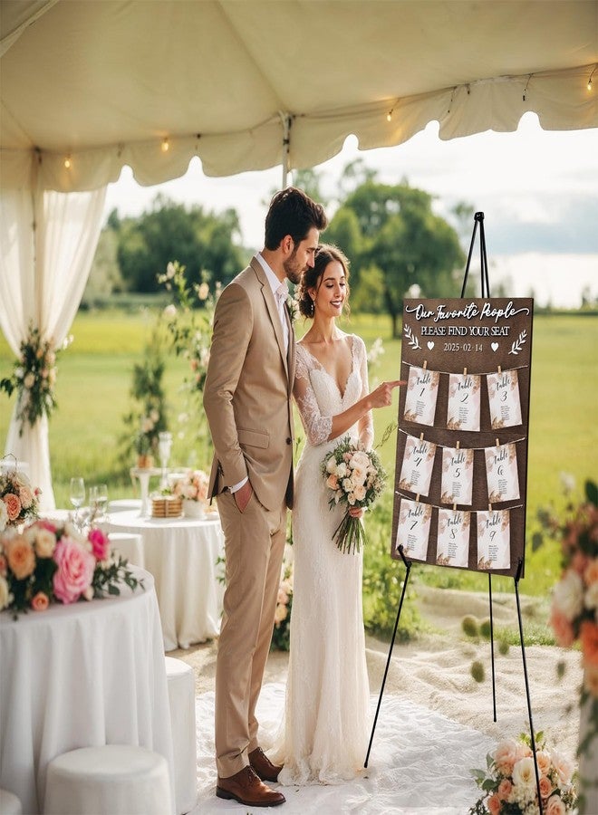 أور ورم لوحة عرض مخطط جلوس حفل الزفاف من OurWarm، مصنوعة من الخشب الصلب، بتصميم ريفي أنيق، تُسهّل عليك إيجاد مقعدك. تُعدّ هذه اللوحة إضافة رائعة لديكور حفل زفافك. - Image 5