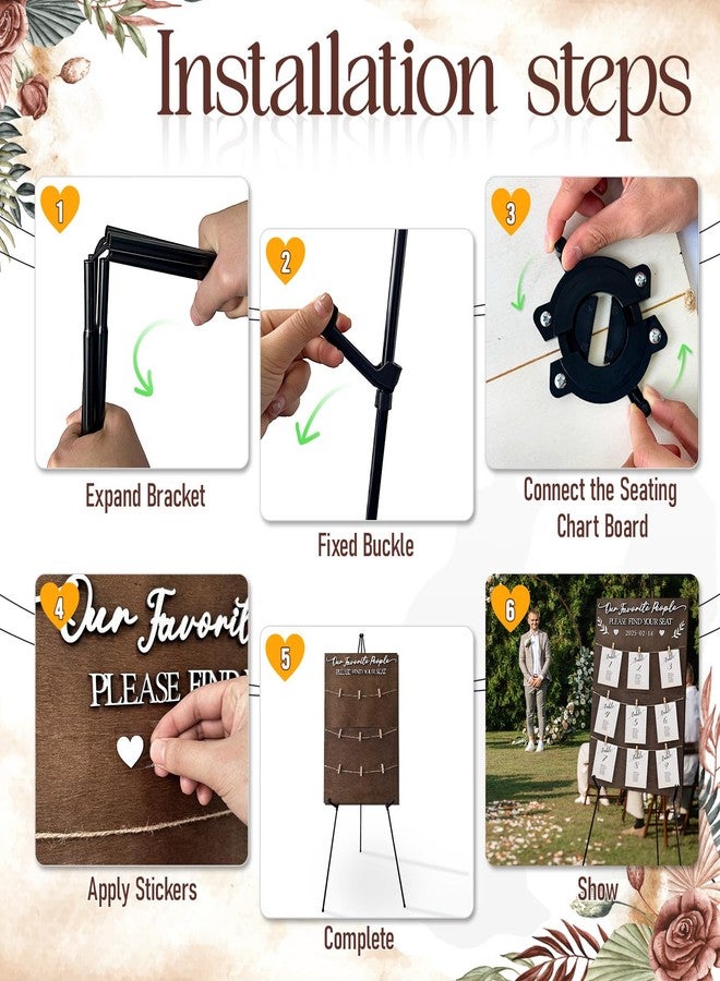 أور ورم لوحة عرض مخطط جلوس حفل الزفاف من OurWarm، مصنوعة من الخشب الصلب، بتصميم ريفي أنيق، تُسهّل عليك إيجاد مقعدك. تُعدّ هذه اللوحة إضافة رائعة لديكور حفل زفافك. - Image 4