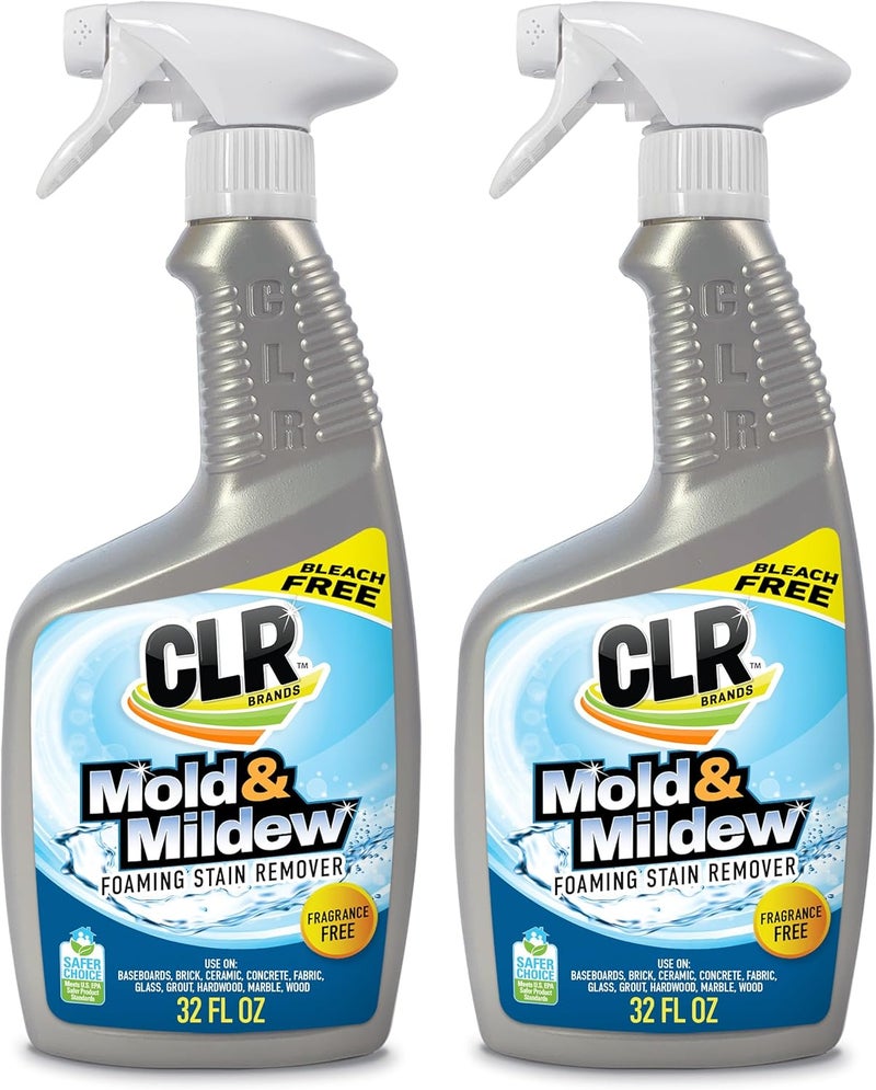 CLR Mold & Mildew Clear, Bleach-Free Stain Remover Spray Works on Fabric, Wood, Fiberglass, Concrete, Brick, Glass, and More - EPA Safer Choice, 32 Fl Oz (Pack of 2) - Image 1