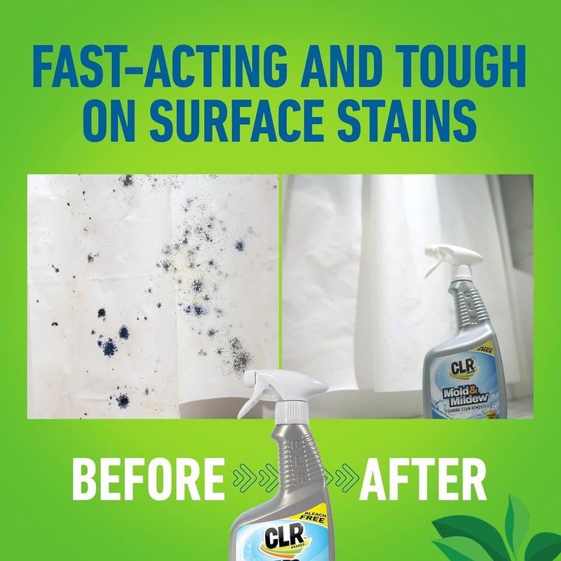 CLR Mold & Mildew Clear, Bleach-Free Stain Remover Spray Works on Fabric, Wood, Fiberglass, Concrete, Brick, Glass, and More - EPA Safer Choice, 32 Fl Oz (Pack of 2) - Image 5