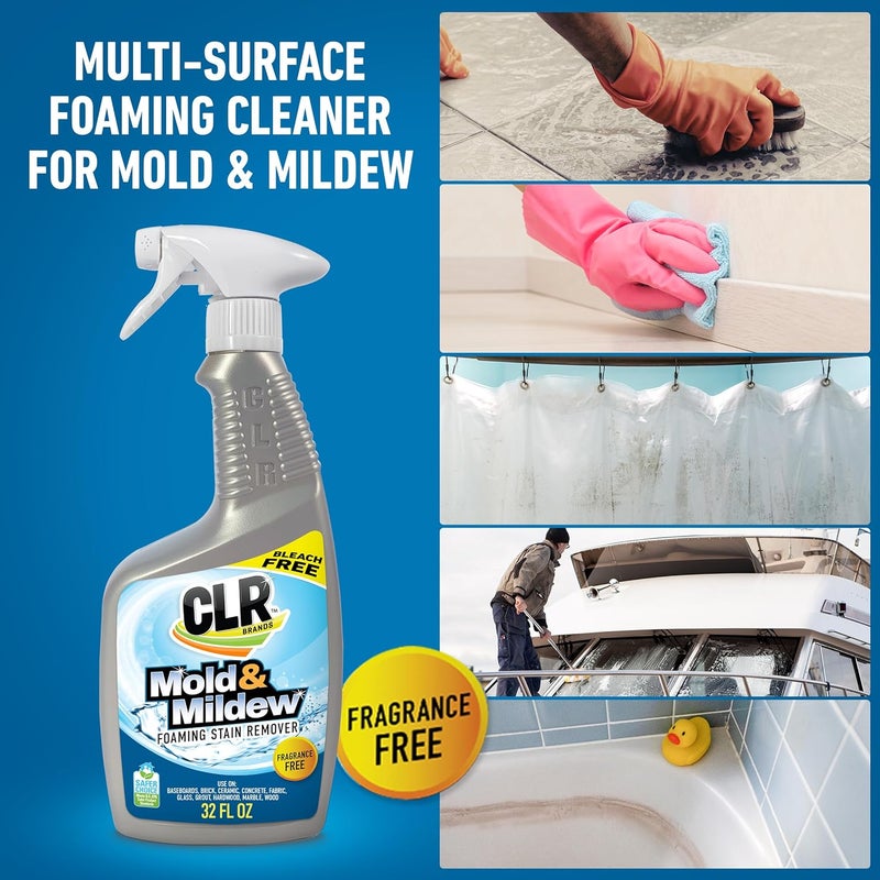 CLR Mold & Mildew Clear, Bleach-Free Stain Remover Spray Works on Fabric, Wood, Fiberglass, Concrete, Brick, Glass, and More - EPA Safer Choice, 32 Fl Oz (Pack of 2) - Image 2
