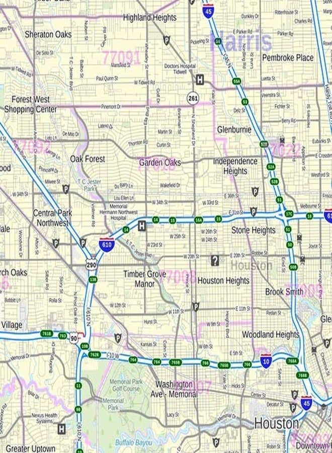 MapSherpa خريطة جدارية مغلفة لمقاطعة هاريس، تكساس - 48 بوصة × 36 بوصة - Image 3