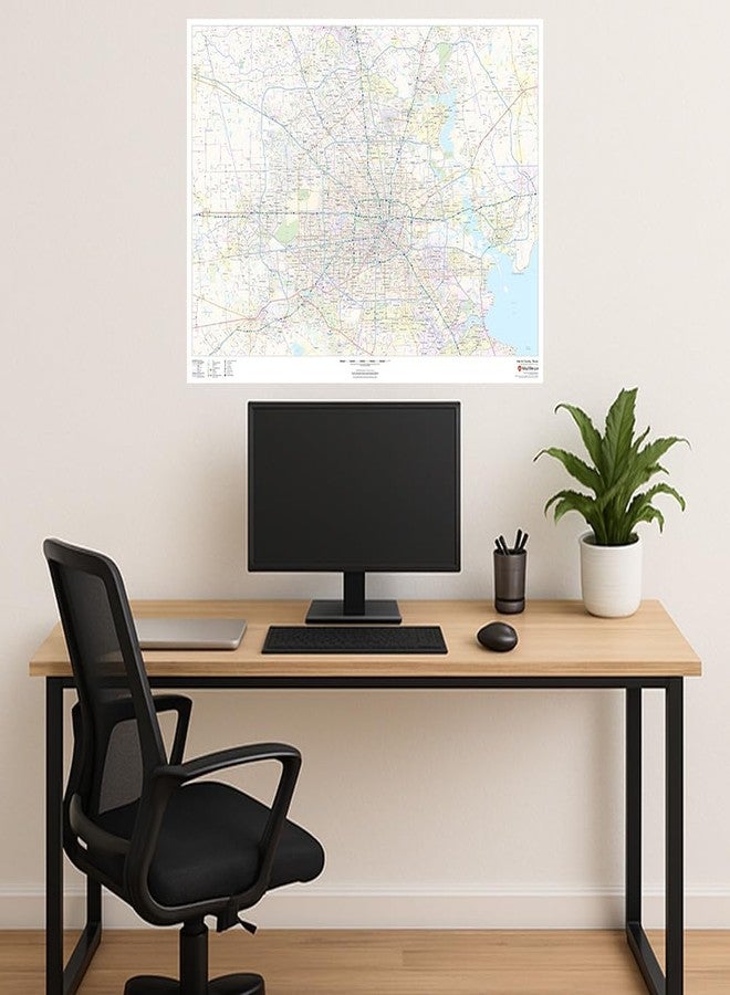 MapSherpa خريطة جدارية مغلفة لمقاطعة هاريس، تكساس - 48 بوصة × 36 بوصة - Image 2