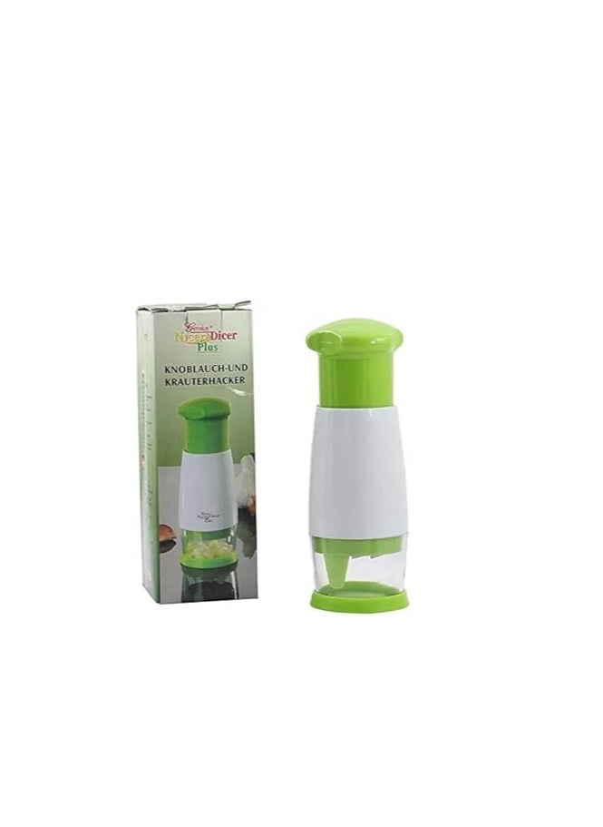 Generic - Versatile manual garlic slicer, designed to chop garlic, herbs and small vegetables easily and quickly. It has a modern, ergonomic design with an easy-squeeze top lid, making chopping more efficient and less messy - Image 1