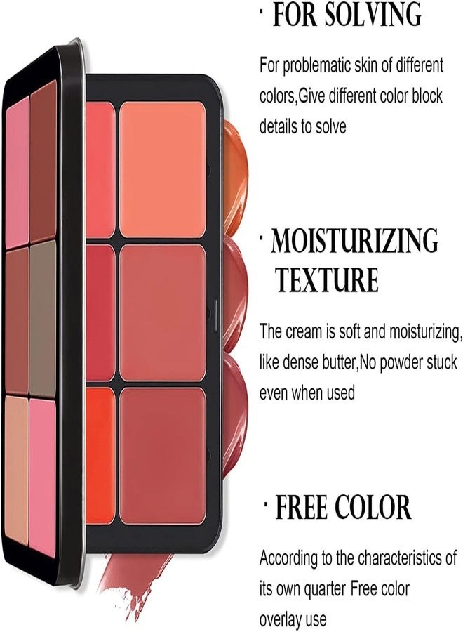 Ruby Face Rubyface12 Colors Cream Blush Palette, Long-Wearing Moisturizing Formula, Fade-Proof High-Intensity Pigment, Natural-Looking Matte Finish for All Skin Types - Image 2