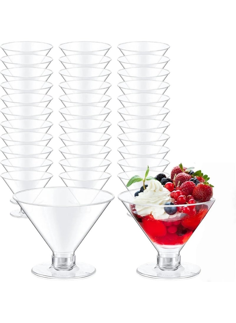 50 Pack Plastic Martini Glasses 5 oz Disposable Cocktail Glasses Mini Martini Plastic Cups Dessert PVC Shot Glasses Unbreakable for Weddings Party Wine Food (Clear) - Image 1