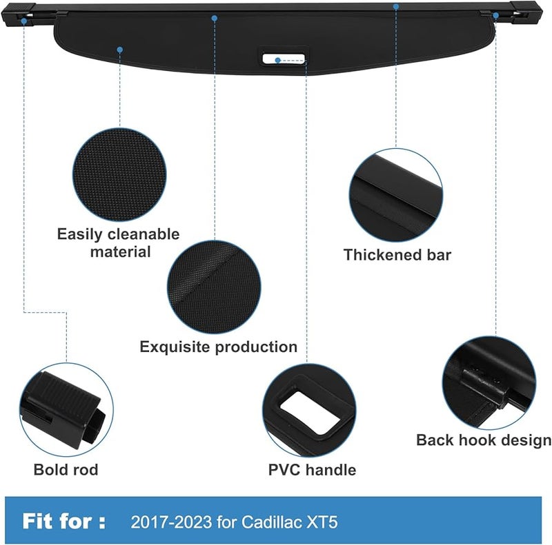 2017 2024 كاديلاك XT5 SUV غطاء صندوق الأمتعة الظل الأمني للصندوق الخلفي - Image 3