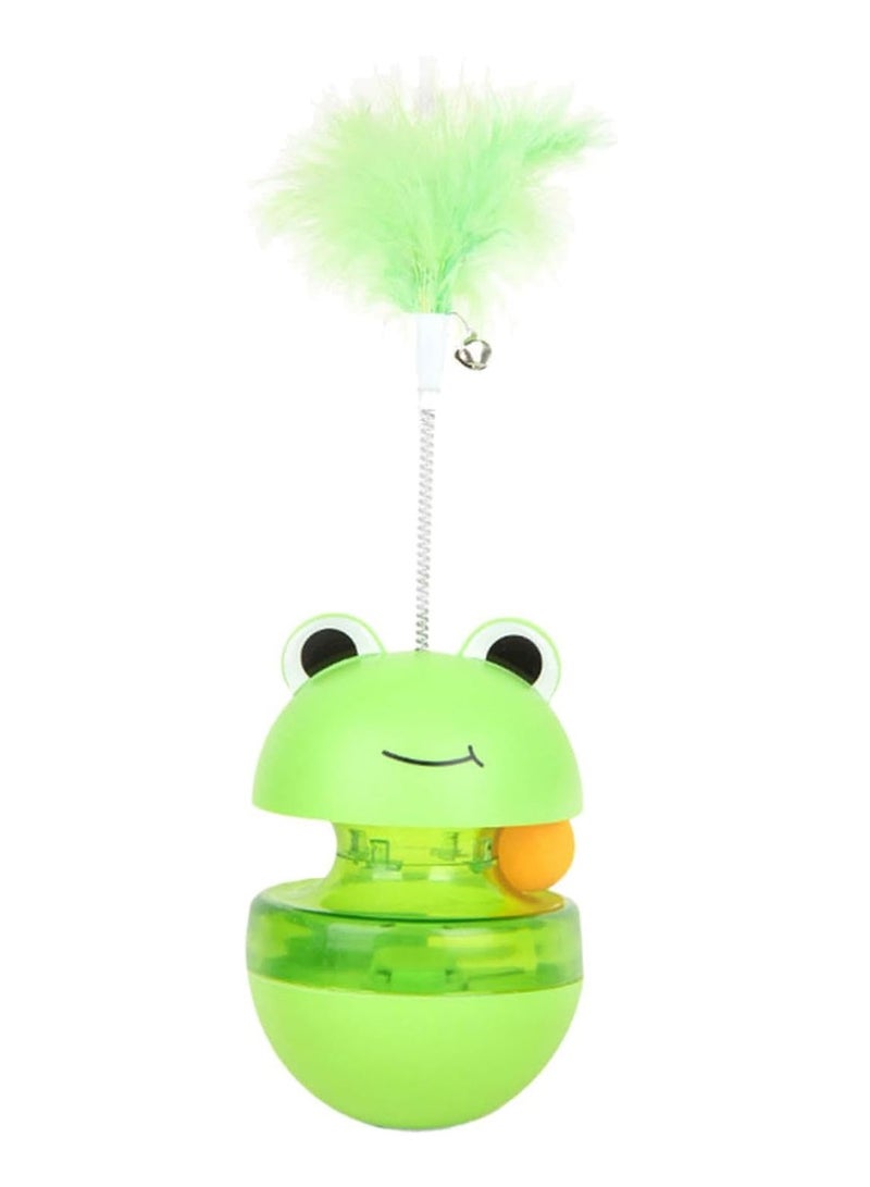 لعبة موزع حلوى الضفدع للقطط، لعبة توزيع الطعام - لعبة تفاعلية للقطط، ألعاب موزع الطعام للحيوانات الأليفة والقطط وألعاب القطط ذات التغذية البطيئة، ألعاب القطط اللطيفة - Image 1