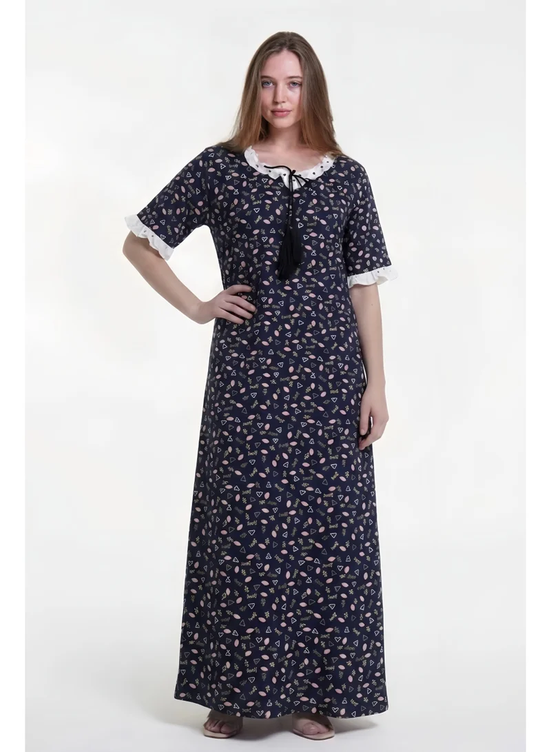 Women's Printed Cotton Maxi Dress - Home wear Sleeping Dress
