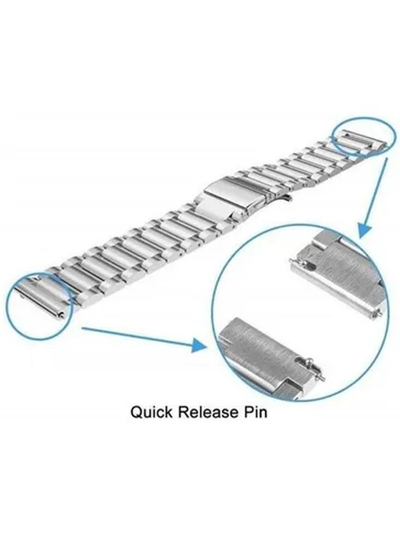 Rabos Replacement Stainless Steel Smartwatch Strap Band For Huawei Watch Gt 2 22 mm Silver  - Image 2