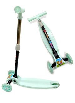 AGD Folding Kick Scooter 3 Wheels Height Adjustable with Comfortable Non-slip Handle for Unisex Kids (green)  - Image 1