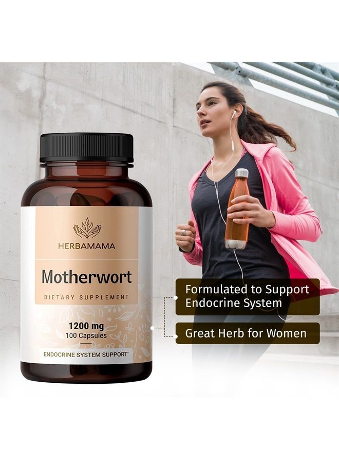 HERBAMAMA Motherwort Capsules - Organic Motherwort Herb Pills - Vegan Supplement - 1200 mg - 100 Caps - Image 3