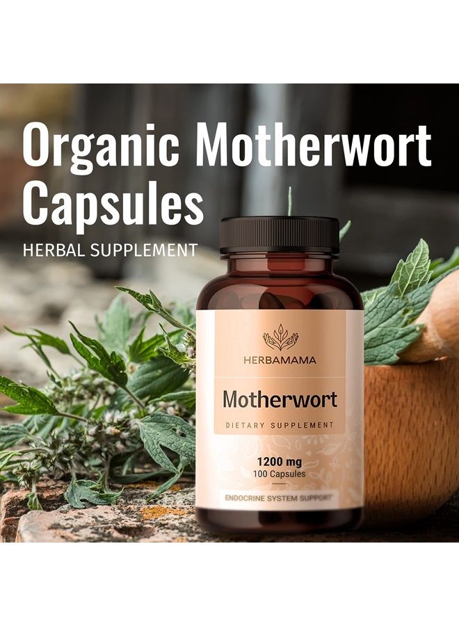 HERBAMAMA Motherwort Capsules - Organic Motherwort Herb Pills - Vegan Supplement - 1200 mg - 100 Caps - Image 5
