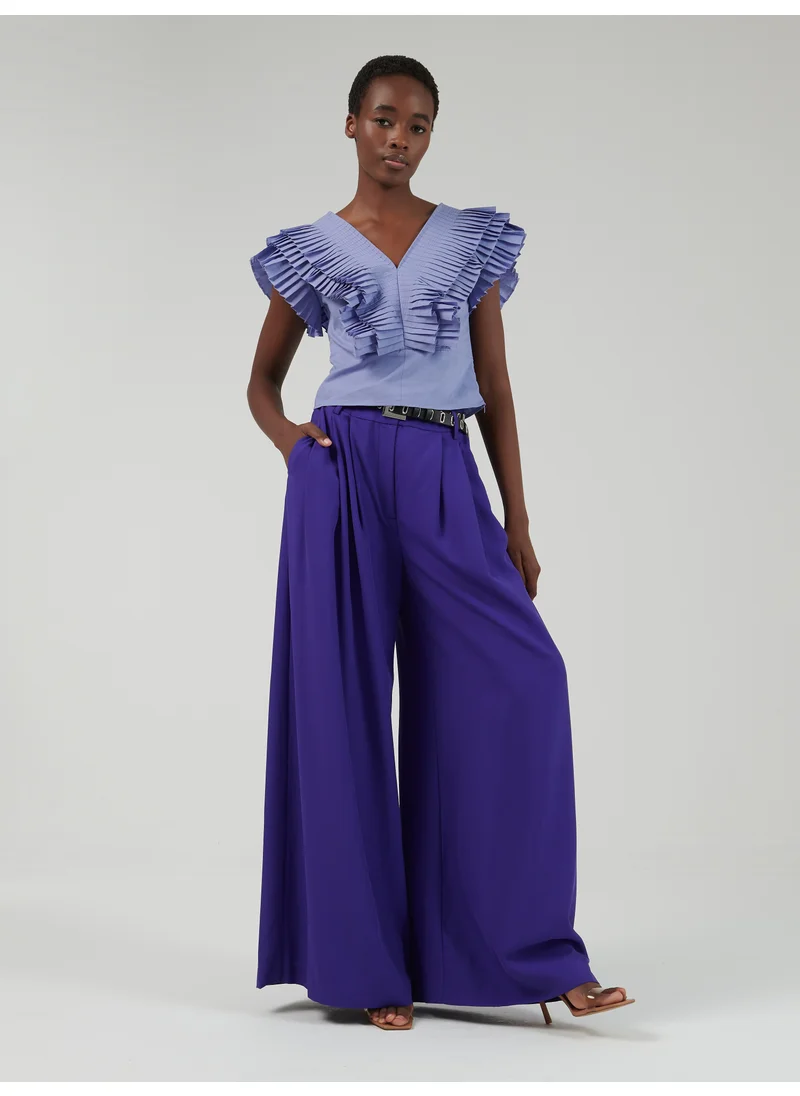 leem Wide-Leg Pleated Trousers