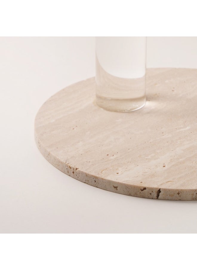 La Mesa - La Mesa 2 tier stand with travertine stone base and acrylic plates dia 24cm,18cm - Image 1