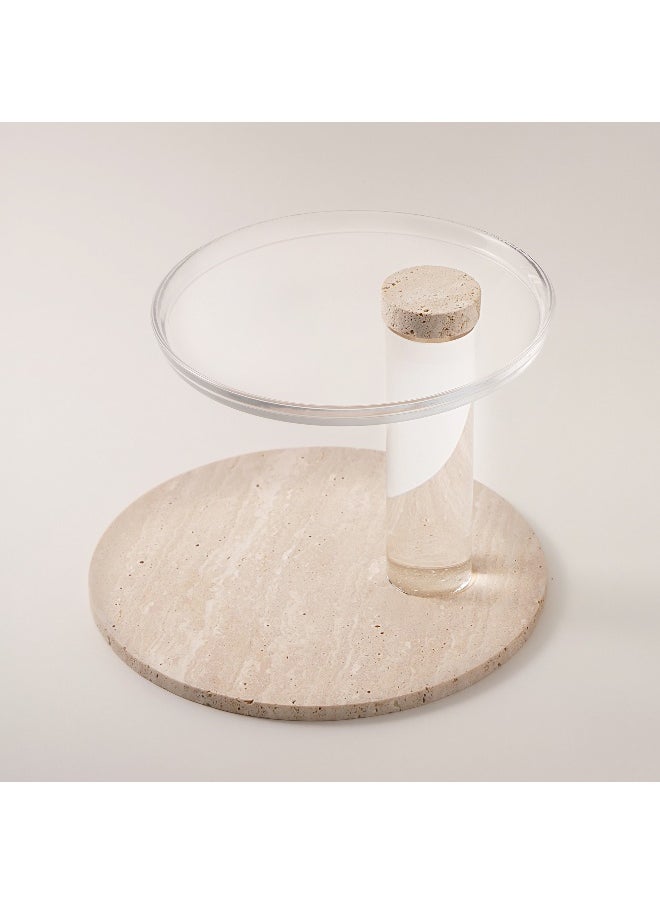 La Mesa - La Mesa 2 tier stand with travertine stone base and acrylic plates dia 24cm,18cm - Image 1