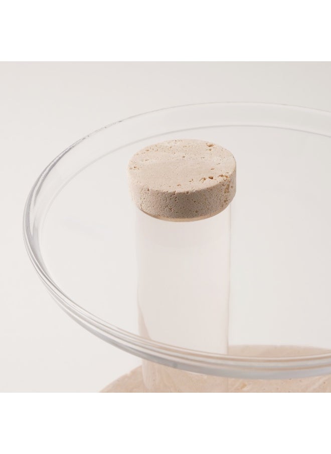 La Mesa - La Mesa 2 tier stand with travertine stone base and acrylic plates dia 24cm,18cm - Image 1