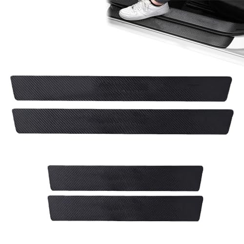 BRAINLE Car Door Sill Protector Carbon Fiber Self-Adhesive Anti-Scratch Sticker Protection Compatible for Basalt, C3, C5, XE, XF, XJ, Aspire, Fiesta, Figo, Aveo, Captiva, Enjoy, Tavera, Fiat, Swift - Image 1