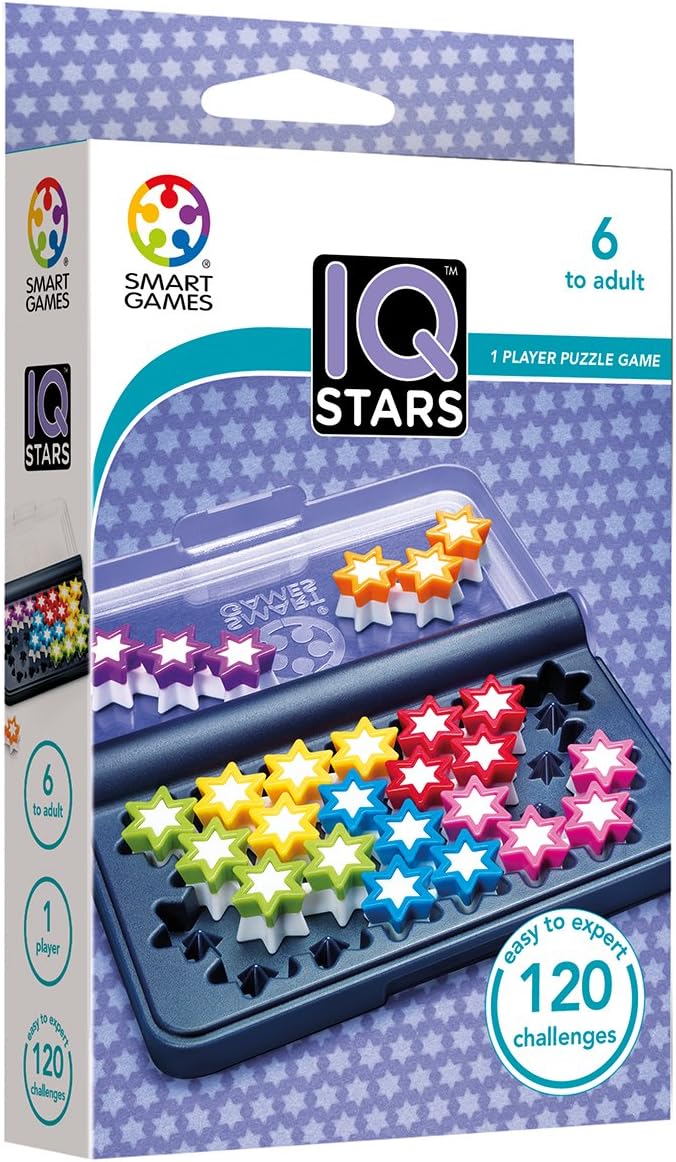 SmartGames IQ Stars, The Entry-Level IQ Game, a Travel Game for Kids and Adults, Skill-Building Brain Game - Brain Teaser for Ages 6 & Up, 120 Challenges in a Travel-Friendly Case. - Image 1