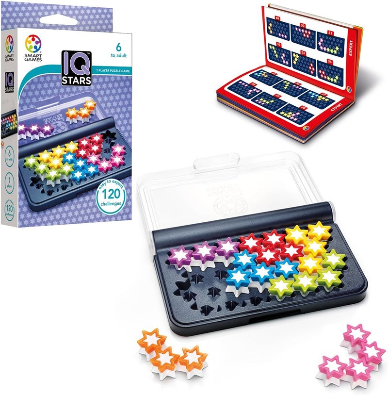 SmartGames IQ Stars, The Entry-Level IQ Game, a Travel Game for Kids and Adults, Skill-Building Brain Game - Brain Teaser for Ages 6 & Up, 120 Challenges in a Travel-Friendly Case. - Image 3