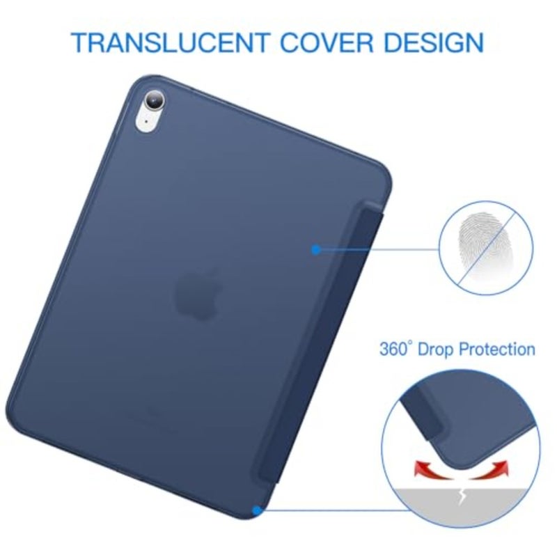 حافظة لجهاز iPad A16 الجيل الحادي عشر 11 بوصة 2025/ iPad الجيل العاشر 10.9 بوصة 2022، غطاء ذكي نحيف مع ظهر شفاف من البولي كربونات الصلب، يدعم معرف اللمس، الاستيقاظ/النوم التلقائي (كحلي داكن) - Image 4