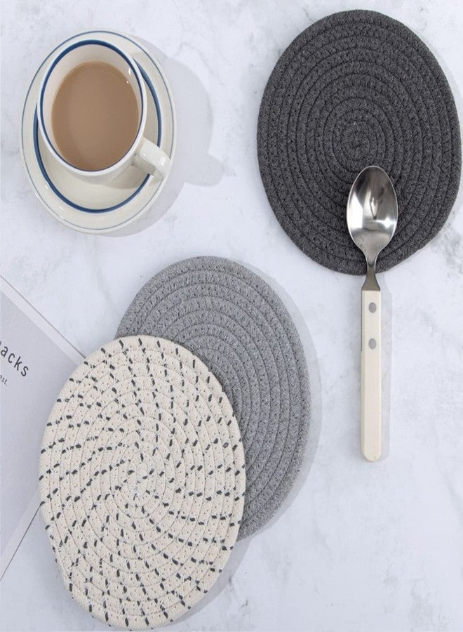 vigor path 100% Cotton Thread Weave Potholders and Trivets - Stylish Coasters, Hot Pads, Hot Mats, Spoon Rest (Set of 3) - 7 Inch Diameter Placemats - Perfect for Cooking and Baking by Diameter (Grey) - Image 3