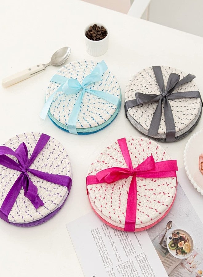 vigor path 100% Cotton Thread Weave Potholders and Trivets - Stylish Coasters, Hot Pads, Hot Mats, Spoon Rest (Set of 3) - 7 Inch Diameter Placemats - Perfect for Cooking and Baking by Diameter (Grey) - Image 2