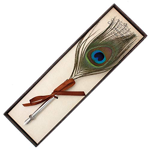 Gullor Vintage Feather Quill Pen, Nuture Feather Dip Pen with Gift Box, Peacock - Image 5