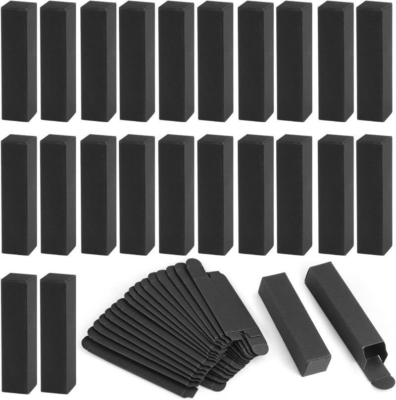 Cositina Cositina 100 Pack 0.78 * 0.78 * 3.34 inch Kraft Paper Lipstick Box Rectangle Lip Balm Kraft Boxes Essence Oil Bottle Packaging Organzier for Makeup Sample Tube Storage DIY Gifts - Black