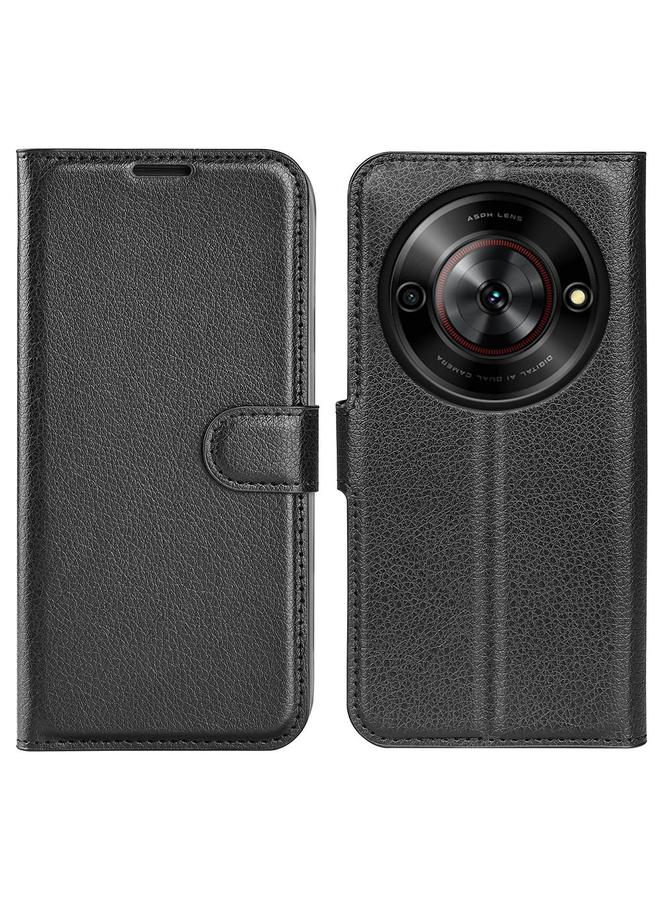 The Bros Case For ZTE Blade A75 5G Litchi Texture Horizontal Flip Leather Phone Case with Holder