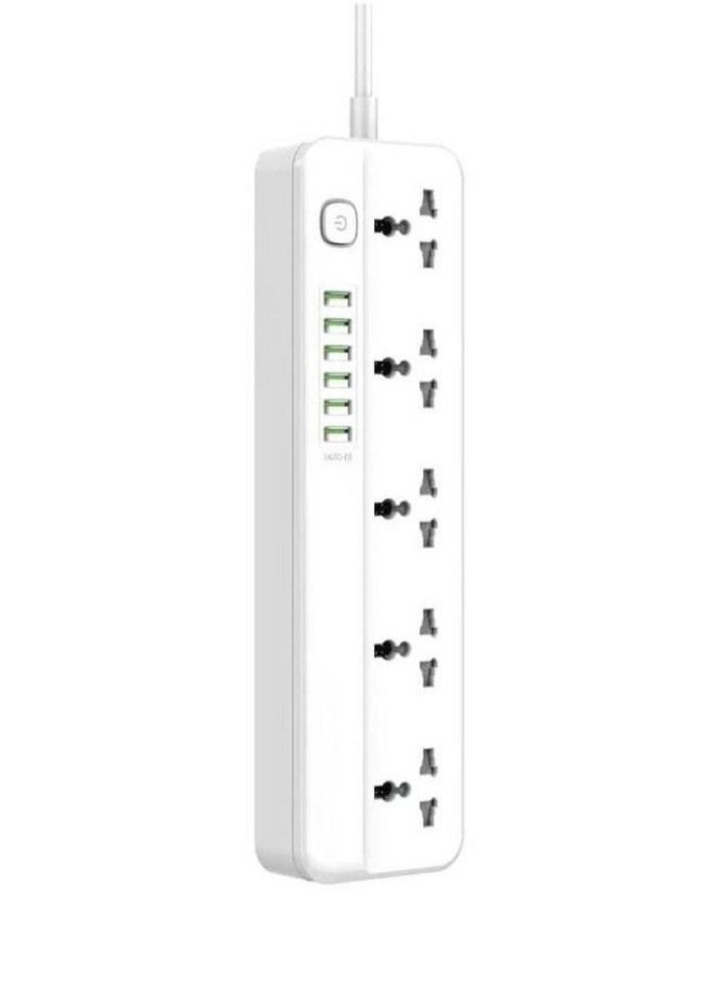 JBQ Power Extension Cord with Multi Sockets 5 Universal Outlets Compatible With UK/UAE Plug 6 Auto ID USB Ports For Mobile Charging And 2m Extension Cord For Home Office Dorm Essentials  - Image 2