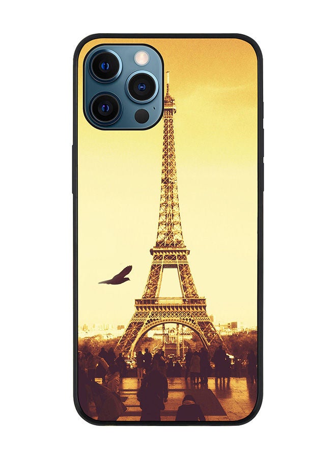 Stylizedd Rugged Black edge case for Apple iPhone 12 Pro Max Slim fit Soft Case Flexible Rubber Edges Anti Drop TPU Gel Thin Cover - Paris - Eiffel Tower - Image 1