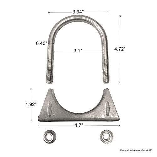 eLifecenter 3 Inch Stainless Steel Heavy Duty U-Bolt Exhaust Muffer Clamp (76mm), Saddle Design with Reinforced Ribs - Image 2