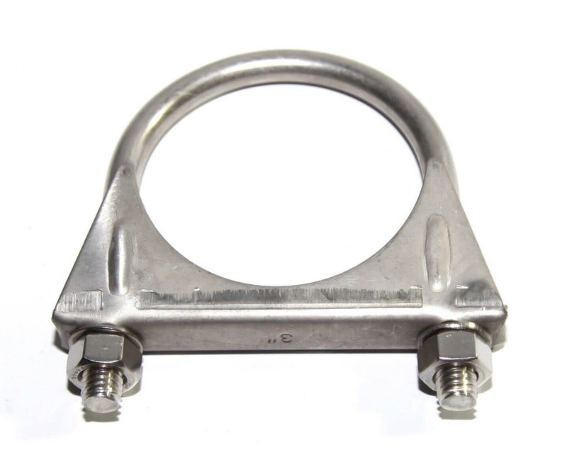 eLifecenter 3 Inch Stainless Steel Heavy Duty U-Bolt Exhaust Muffer Clamp (76mm), Saddle Design with Reinforced Ribs - Image 1