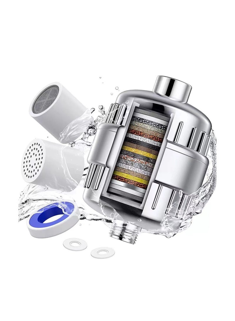 Shower Filter, High Pressure Showerhead Filter For Hard Water With 2 Replaceable Cartridges, Shower Head Purifier For Remove Chlorine Fluoride - Image 1