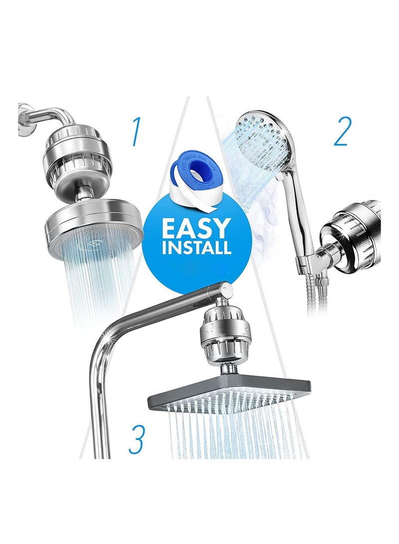 Shower Filter, High Pressure Showerhead Filter For Hard Water With 2 Replaceable Cartridges, Shower Head Purifier For Remove Chlorine Fluoride - Image 3