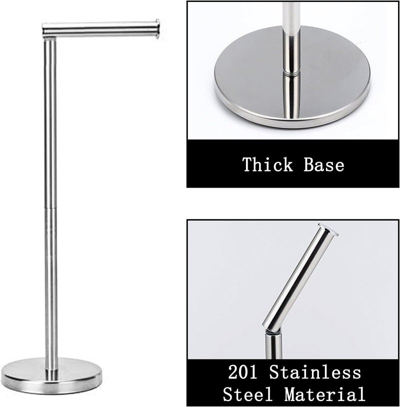 Toguma Stainless Steel Free Standing Toilet Paper Holder with Storage Shelf - Silver - Image 3