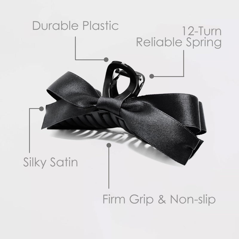 Sizobi Bow Claw Clips, Bow Hair Clips White Hair Bows, Hair Accessories for Women, Extra Large Black Barrettes, Scrunchies for Thin Thick Curly Hair - Image 3