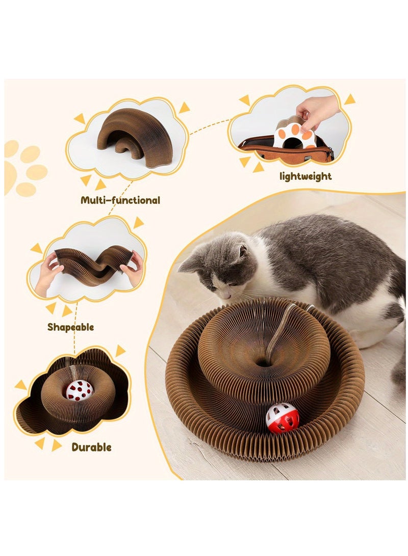 1 Pcs Kitty Kurlz Cat Toy, Magic Organ Cat Scratch Board, Foldable Cat Accordion Toy, Magic Cat Scratching Board, Interactive Scratch Pad with a Ball, Cat Scratchers for Physical Exercise Cats Indoor - Image 4