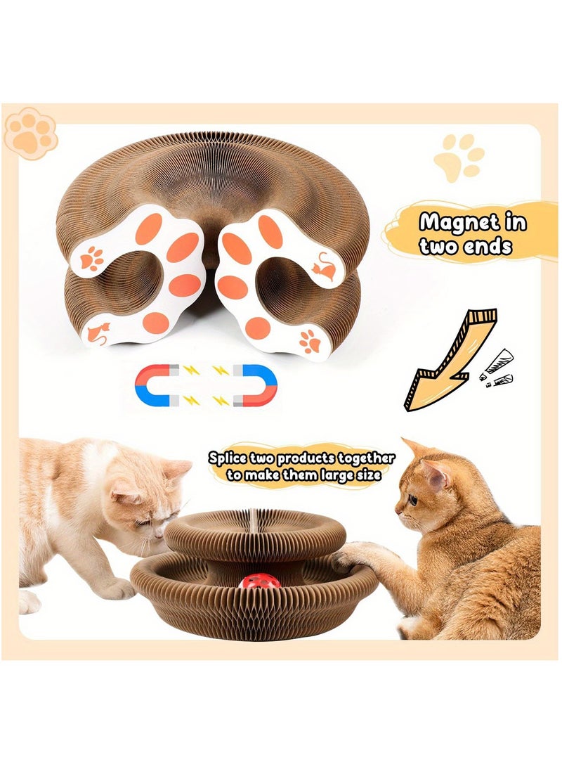 1 Pcs Kitty Kurlz Cat Toy, Magic Organ Cat Scratch Board, Foldable Cat Accordion Toy, Magic Cat Scratching Board, Interactive Scratch Pad with a Ball, Cat Scratchers for Physical Exercise Cats Indoor - Image 5