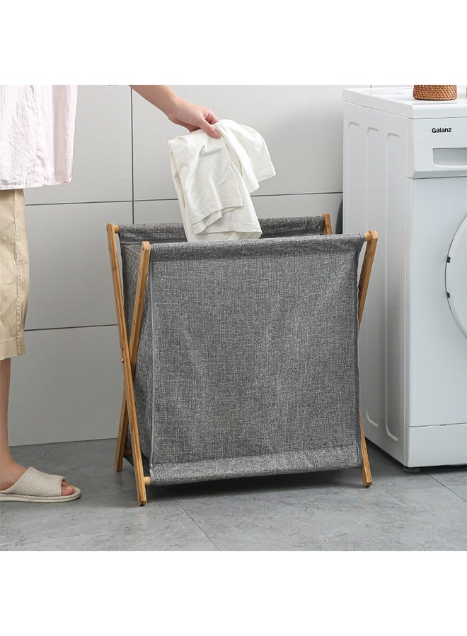 Bamboo Foldable Laundry Hamper Laundry Basket Portable Dirty Clothes Basket with Removable Liner Bag, Household Laundry Organizer for Laundry Room/Bedroom/Bathroom - Image 1