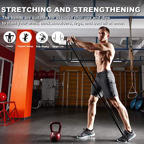 Fashnex Power Resistance Bands, Pull Up Assist Exercise Band, Body Stretching, Powerlifting, Home Workout, Fitness Training Loop Bands for Unisex (Black (25-65 LBS, Medium))(Material: Rubber) - Image 4