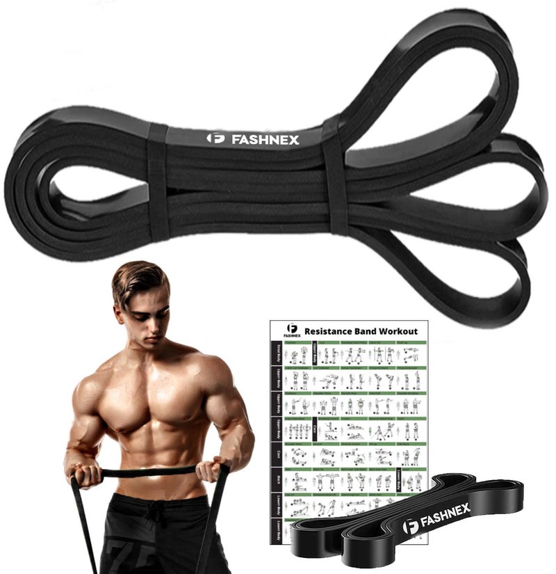 Fashnex Power Resistance Bands, Pull Up Assist Exercise Band, Body Stretching, Powerlifting, Home Workout, Fitness Training Loop Bands for Unisex (Black (25-65 LBS, Medium))(Material: Rubber) - Image 1