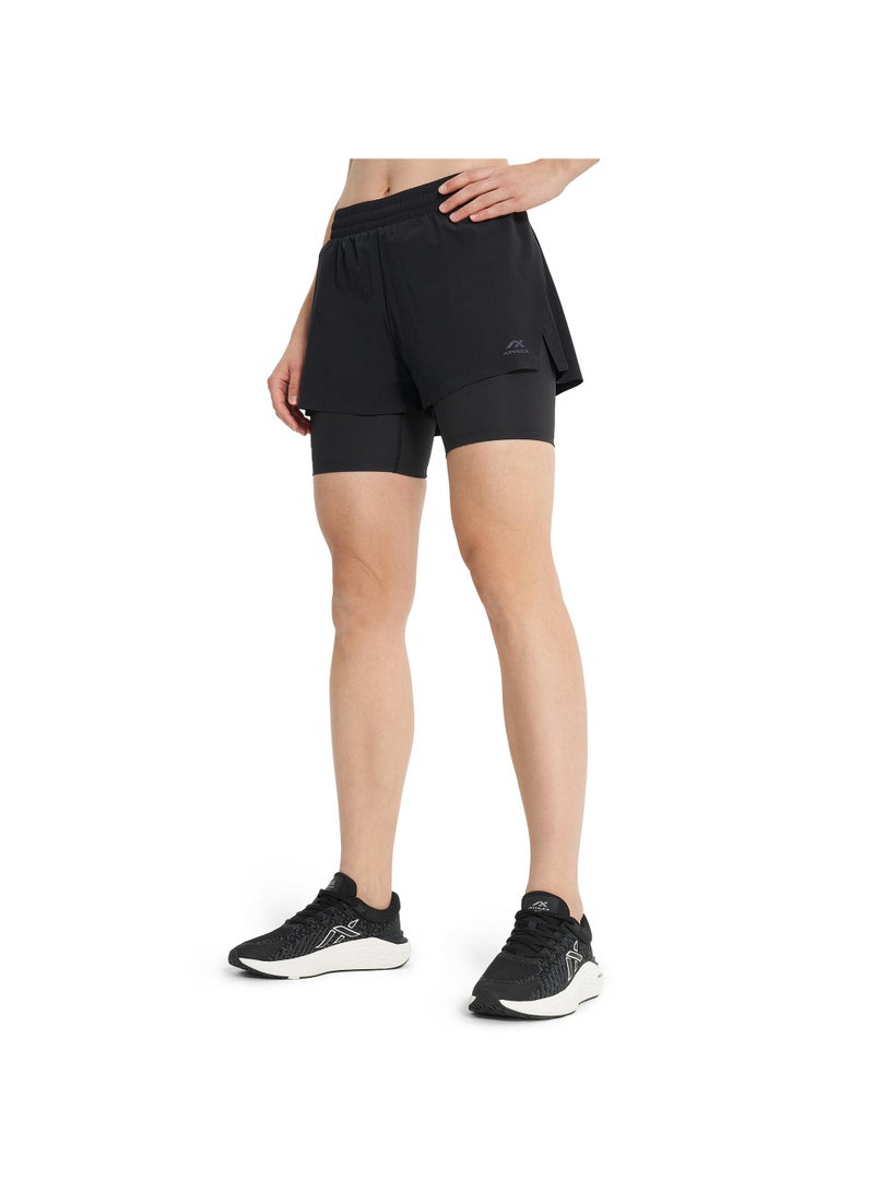 Athlex Women’s 2-in-1 Running Shorts - Pulse+ Black/Red Lightweight & Breathable Athletic Shorts with Moisture-Wicking Fabric - Image 2