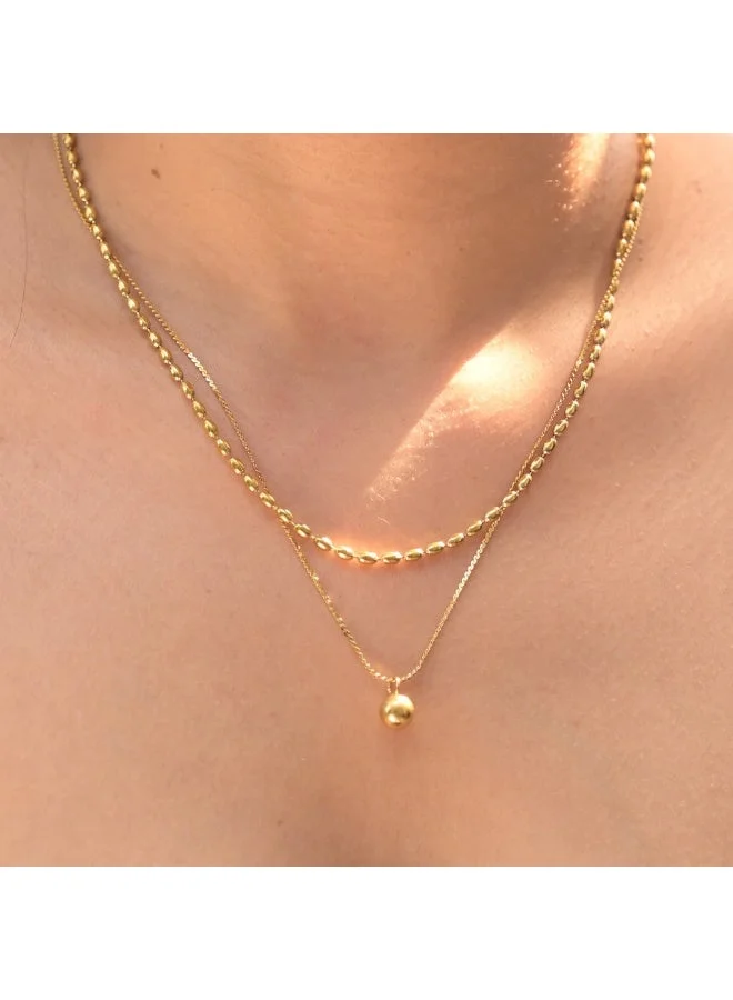 Palmonas  PALMONAS Beaded Two- Bead Layered Necklace for Women | 18K Gold Plated, Waterproof & Anti-Tarnish for Women | Best Price UAE