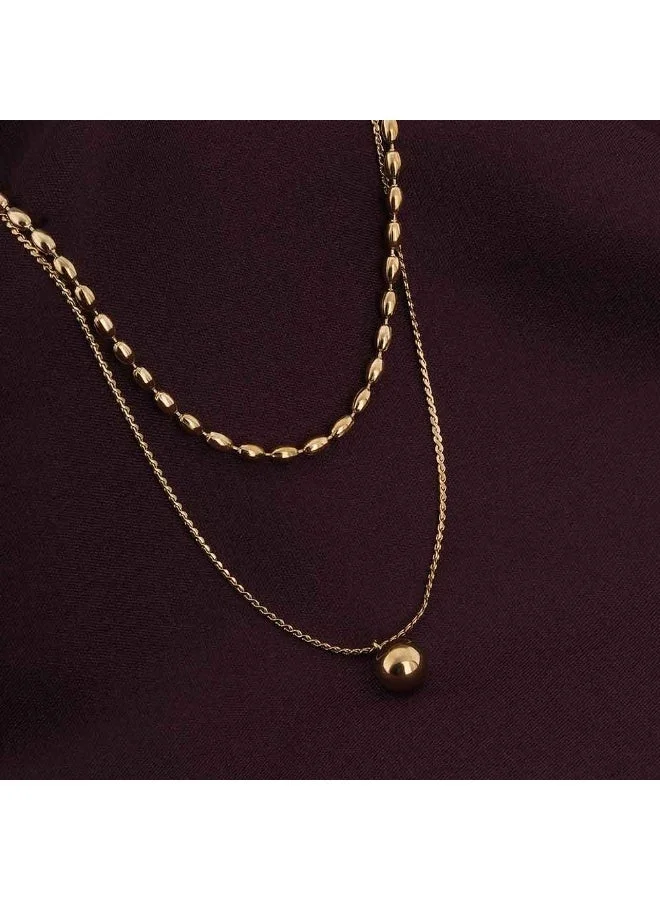 Palmonas  PALMONAS Beaded Two- Bead Layered Necklace for Women | 18K Gold Plated, Waterproof & Anti-Tarnish for Women | Best Price UAE