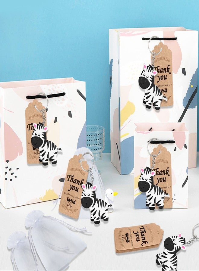 Elecrainbow 60 Pack Zebra Party Favors Include 20 Keychains, 20 Thank You Tags, 20 Goodie Bags for Zebra Keychain Return Gift,Women Girls Birthday,Baby Shower,Goodie Bag Fillers - Image 2