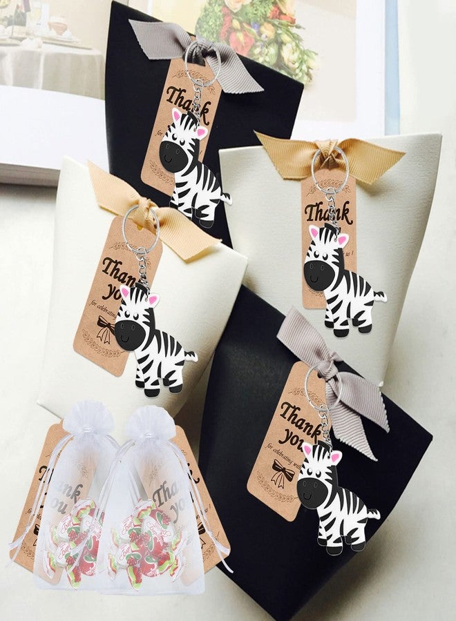 Elecrainbow 60 Pack Zebra Party Favors Include 20 Keychains, 20 Thank You Tags, 20 Goodie Bags for Zebra Keychain Return Gift,Women Girls Birthday,Baby Shower,Goodie Bag Fillers - Image 4