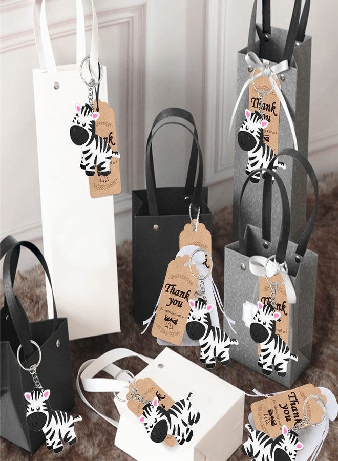 Elecrainbow 60 Pack Zebra Party Favors Include 20 Keychains, 20 Thank You Tags, 20 Goodie Bags for Zebra Keychain Return Gift,Women Girls Birthday,Baby Shower,Goodie Bag Fillers - Image 3