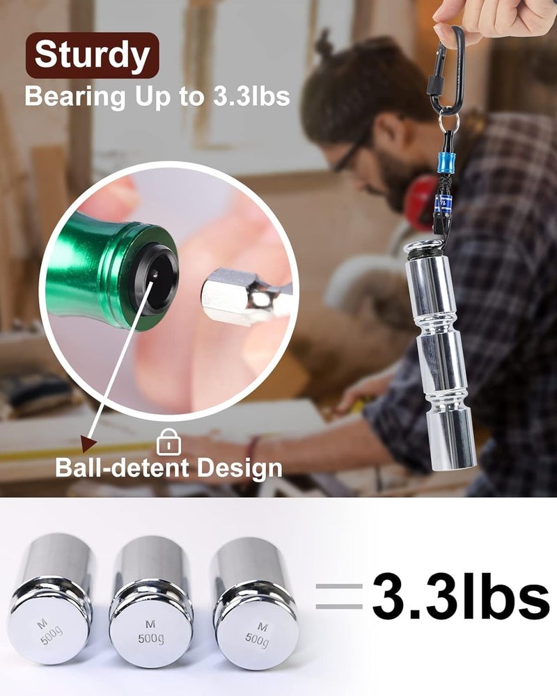 Katerk Push to Unlock,Katerk 6pcs 1/4 inch Hex Shank Aluminum Alloy Screwdriver Bit Holder Light-Weight Quick-Change Extension Bar Keychain Drill Screw Adapter Portable,Black Carabiner,Tool Gifts for Men - Image 3